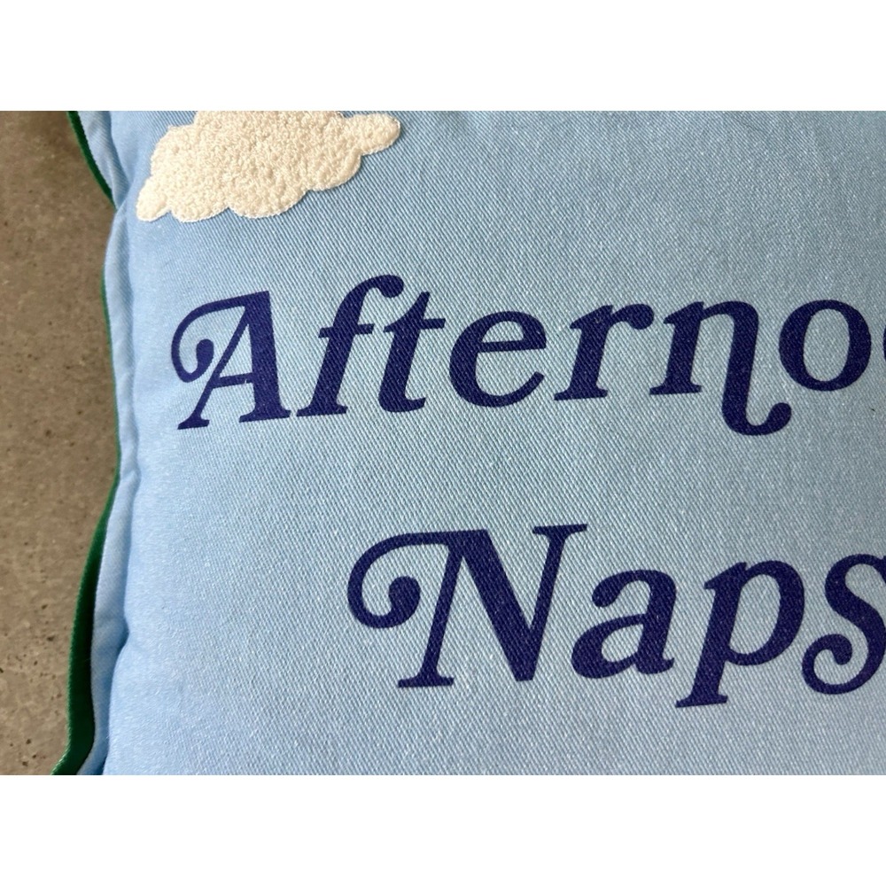 Anthropologie Cotton Embroidered Pillow Afternoon Naps 18"